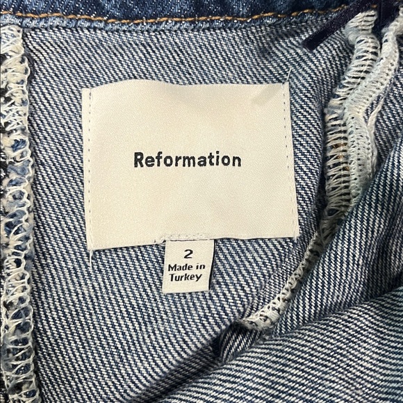 NEW Reformation Elma Denim Mini Dress Size 2 - Picture 11 of 11